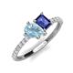 5 - Zahara 9x6 mm Pear Aquamarine and 7x5 mm Emerald Cut Iolite 2 Stone Duo Ring 