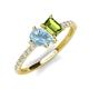 5 - Zahara 9x6 mm Pear Aquamarine and 7x5 mm Emerald Cut Peridot 2 Stone Duo Ring 