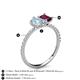 6 - Zahara 9x6 mm Pear Aquamarine and 7x5 mm Emerald Cut Rhodolite Garnet 2 Stone Duo Ring 