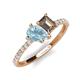 5 - Zahara 9x6 mm Pear Aquamarine and 7x5 mm Emerald Cut Smoky Quartz 2 Stone Duo Ring 