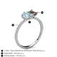 6 - Zahara 9x6 mm Pear Aquamarine and 7x5 mm Emerald Cut Smoky Quartz 2 Stone Duo Ring 