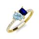 5 - Zahara 9x6 mm Pear Aquamarine and 7x5 mm Emerald Cut Lab Created Blue Sapphire 2 Stone Duo Ring 