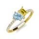 5 - Zahara 9x6 mm Pear Aquamarine and 7x5 mm Emerald Cut Lab Created Yellow Sapphire 2 Stone Duo Ring 