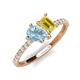 5 - Zahara 9x6 mm Pear Aquamarine and 7x5 mm Emerald Cut Lab Created Yellow Sapphire 2 Stone Duo Ring 