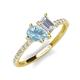 5 - Zahara 9x6 mm Pear Aquamarine and 7x5 mm Emerald Cut White Sapphire 2 Stone Duo Ring 