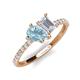 5 - Zahara 9x6 mm Pear Aquamarine and 7x5 mm Emerald Cut White Sapphire 2 Stone Duo Ring 
