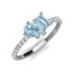 5 - Zahara 9x6 mm Pear and 7x5 mm Emerald Cut Aquamarine 2 Stone Duo Ring 
