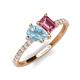 5 - Zahara 9x6 mm Pear Aquamarine and 7x5 mm Emerald Cut Pink Tourmaline 2 Stone Duo Ring 