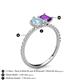 6 - Zahara 9x6 mm Pear Aquamarine and 7x5 mm Emerald Cut Amethyst 2 Stone Duo Ring 