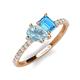 5 - Zahara 9x6 mm Pear Aquamarine and 7x5 mm Emerald Cut Blue Topaz 2 Stone Duo Ring 