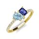 5 - Zahara 9x6 mm Pear Aquamarine and 7x5 mm Emerald Cut Iolite 2 Stone Duo Ring 