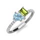 5 - Zahara 9x6 mm Pear Aquamarine and 7x5 mm Emerald Cut Peridot 2 Stone Duo Ring 