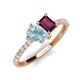 5 - Zahara 9x6 mm Pear Aquamarine and 7x5 mm Emerald Cut Rhodolite Garnet 2 Stone Duo Ring 