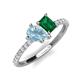 5 - Zahara 9x6 mm Pear Aquamarine and 7x5 mm Emerald Cut Lab Created Emerald 2 Stone Duo Ring 