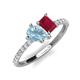 5 - Zahara 9x6 mm Pear Aquamarine and 7x5 mm Emerald Cut Lab Created Ruby 2 Stone Duo Ring 