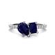 1 - Zahara 9x7 mm Pear Blue Sapphire and 7x5 mm Emerald Cut Lab Created Blue Sapphire 2 Stone Duo Ring 