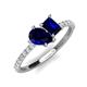 5 - Zahara 9x7 mm Pear Blue Sapphire and 7x5 mm Emerald Cut Lab Created Blue Sapphire 2 Stone Duo Ring 