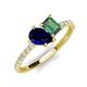 5 - Zahara 9x7 mm Pear Blue Sapphire and 7x5 mm Emerald Cut Lab Created Alexandrite 2 Stone Duo Ring 