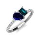 5 - Zahara 9x7 mm Pear Blue Sapphire and 7x5 mm Emerald Cut London Blue Topaz 2 Stone Duo Ring 