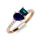 5 - Zahara 9x7 mm Pear Blue Sapphire and 7x5 mm Emerald Cut London Blue Topaz 2 Stone Duo Ring 