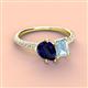 4 - Zahara 9x7 mm Pear Blue Sapphire and 7x5 mm Emerald Cut Aquamarine 2 Stone Duo Ring 