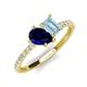 5 - Zahara 9x7 mm Pear Blue Sapphire and 7x5 mm Emerald Cut Aquamarine 2 Stone Duo Ring 