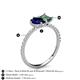 6 - Zahara 9x7 mm Pear Blue Sapphire and 7x5 mm Emerald Cut Lab Created Alexandrite 2 Stone Duo Ring 
