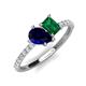 5 - Zahara 9x7 mm Pear Blue Sapphire and 7x5 mm Emerald Cut Lab Created Emerald 2 Stone Duo Ring 