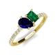 5 - Zahara 9x7 mm Pear Blue Sapphire and 7x5 mm Emerald Cut Lab Created Emerald 2 Stone Duo Ring 