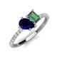 5 - Zahara 9x7 mm Pear Blue Sapphire and 7x5 mm Emerald Cut Lab Created Alexandrite 2 Stone Duo Ring 