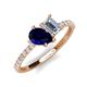 5 - Zahara 9x7 mm Pear Blue Sapphire and 7x5 mm Emerald Cut Forever Brilliant Moissanite 2 Stone Duo Ring 