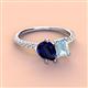 4 - Zahara 9x7 mm Pear Blue Sapphire and 7x5 mm Emerald Cut Aquamarine 2 Stone Duo Ring 