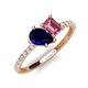 5 - Zahara 9x7 mm Pear Blue Sapphire and 7x5 mm Emerald Cut Pink Tourmaline 2 Stone Duo Ring 