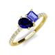 5 - Zahara 9x7 mm Pear Blue Sapphire and 7x5 mm Emerald Cut Tanzanite 2 Stone Duo Ring 
