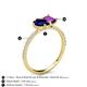 6 - Zahara 9x7 mm Pear Blue Sapphire and 7x5 mm Emerald Cut Amethyst 2 Stone Duo Ring 