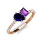 5 - Zahara 9x7 mm Pear Blue Sapphire and 7x5 mm Emerald Cut Amethyst 2 Stone Duo Ring 