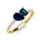 5 - Zahara 9x7 mm Pear Blue Sapphire and 7x5 mm Emerald Cut London Blue Topaz 2 Stone Duo Ring 