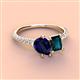 4 - Zahara 9x7 mm Pear Blue Sapphire and 7x5 mm Emerald Cut London Blue Topaz 2 Stone Duo Ring 