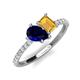 5 - Zahara 9x7 mm Pear Blue Sapphire and 7x5 mm Emerald Cut Citrine 2 Stone Duo Ring 