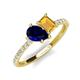 5 - Zahara 9x7 mm Pear Blue Sapphire and 7x5 mm Emerald Cut Citrine 2 Stone Duo Ring 
