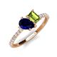 5 - Zahara 9x7 mm Pear Blue Sapphire and 7x5 mm Emerald Cut Peridot 2 Stone Duo Ring 