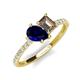 5 - Zahara 9x7 mm Pear Blue Sapphire and 7x5 mm Emerald Cut Smoky Quartz 2 Stone Duo Ring 