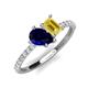 5 - Zahara 9x7 mm Pear Blue Sapphire and 7x5 mm Emerald Cut Lab Created Yellow Sapphire 2 Stone Duo Ring 
