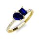 5 - Zahara 9x7 mm Pear Blue Sapphire and 7x5 mm Emerald Cut Lab Created Blue Sapphire 2 Stone Duo Ring 