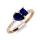 5 - Zahara 9x7 mm Pear Blue Sapphire and 7x5 mm Emerald Cut Lab Created Blue Sapphire 2 Stone Duo Ring 