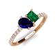 5 - Zahara 9x7 mm Pear Blue Sapphire and 7x5 mm Emerald Cut Lab Created Emerald 2 Stone Duo Ring 