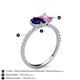 6 - Zahara 9x7 mm Pear Blue Sapphire and 7x5 mm Emerald Cut Lab Created Pink Sapphire 2 Stone Duo Ring 