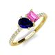 5 - Zahara 9x7 mm Pear Blue Sapphire and 7x5 mm Emerald Cut Lab Created Pink Sapphire 2 Stone Duo Ring 