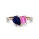 1 - Zahara 9x7 mm Pear Blue Sapphire and 7x5 mm Emerald Cut Lab Created Pink Sapphire 2 Stone Duo Ring 