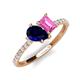 5 - Zahara 9x7 mm Pear Blue Sapphire and 7x5 mm Emerald Cut Lab Created Pink Sapphire 2 Stone Duo Ring 